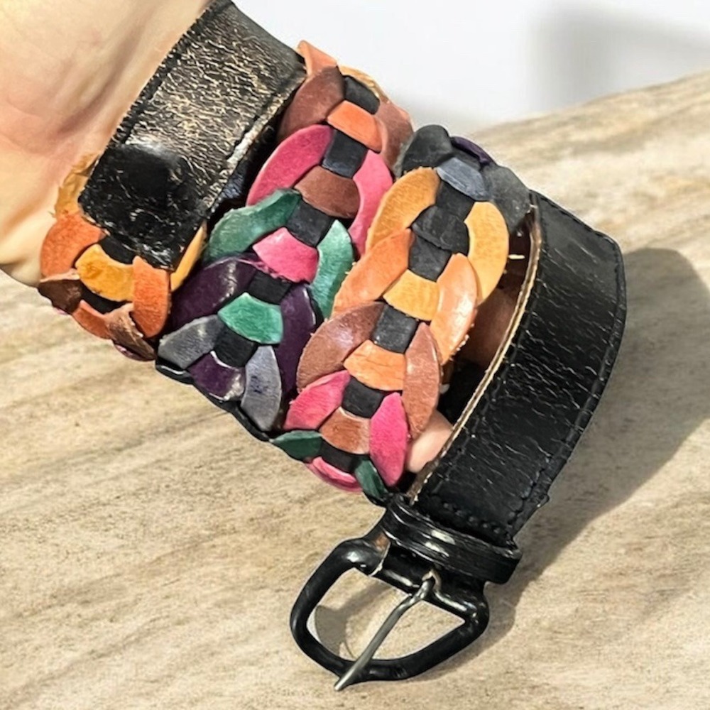 Unbranded 36" Braided Leather Belt Womens Multi Color Boho Hippie